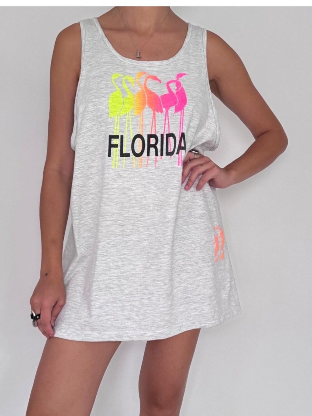 90s vintage Florida neon graphic cotton unisex womens mens tank top cover up